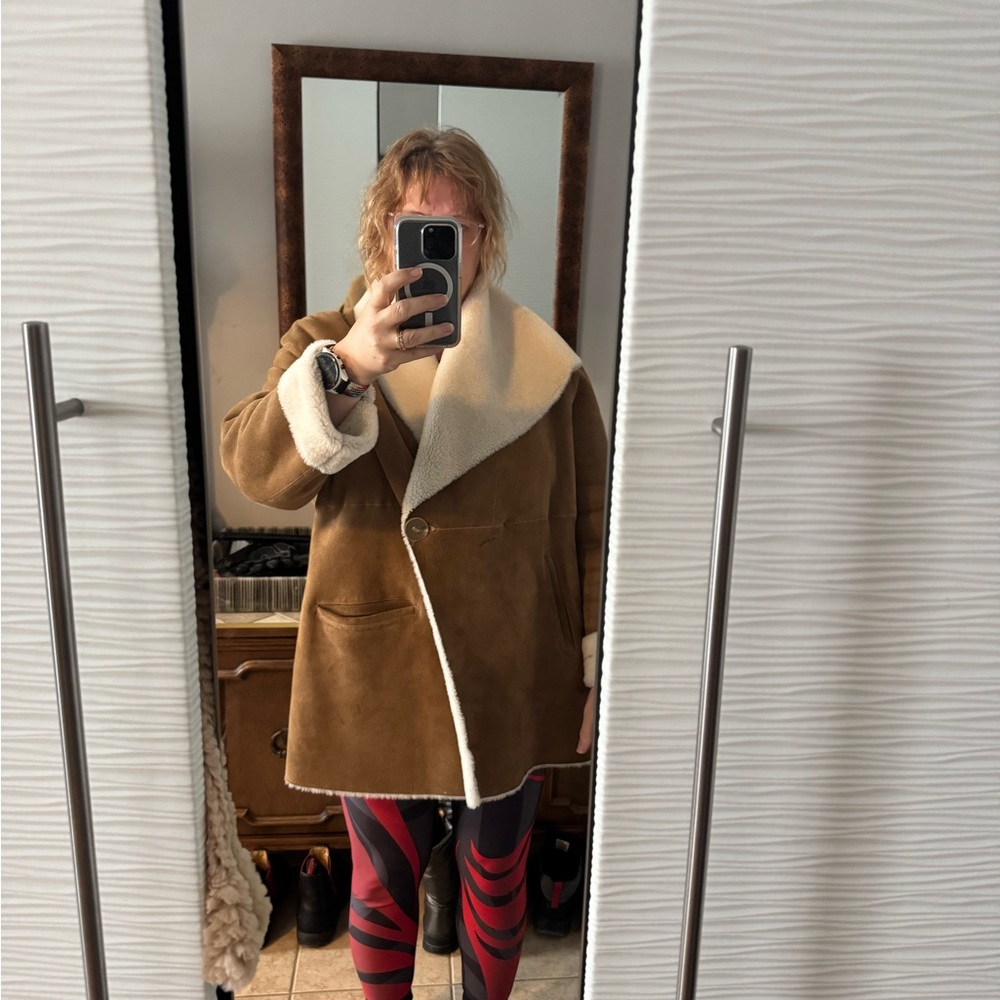 Sheepskin car coat